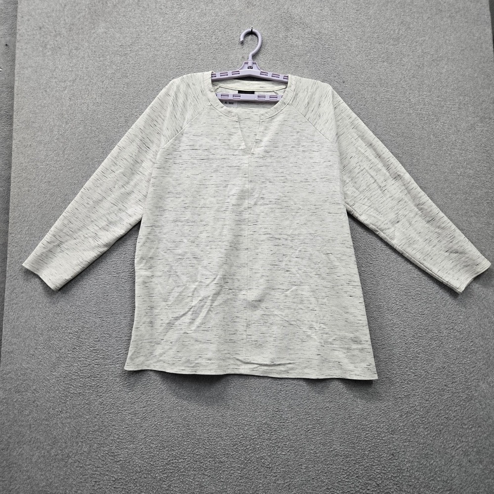 J Jill Women Tunic XL Light Gray Striped Wearever Collection Relaxed